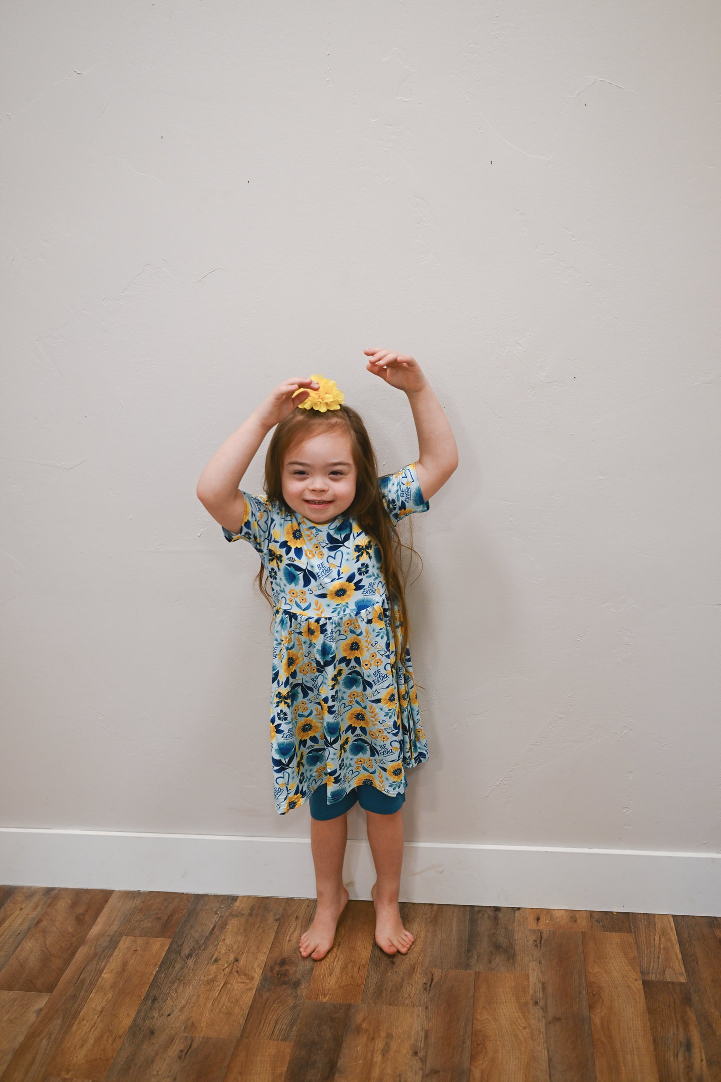 Be Extra Light Blue Two-Piece Daywear Twirl Dress with Biker Shorts