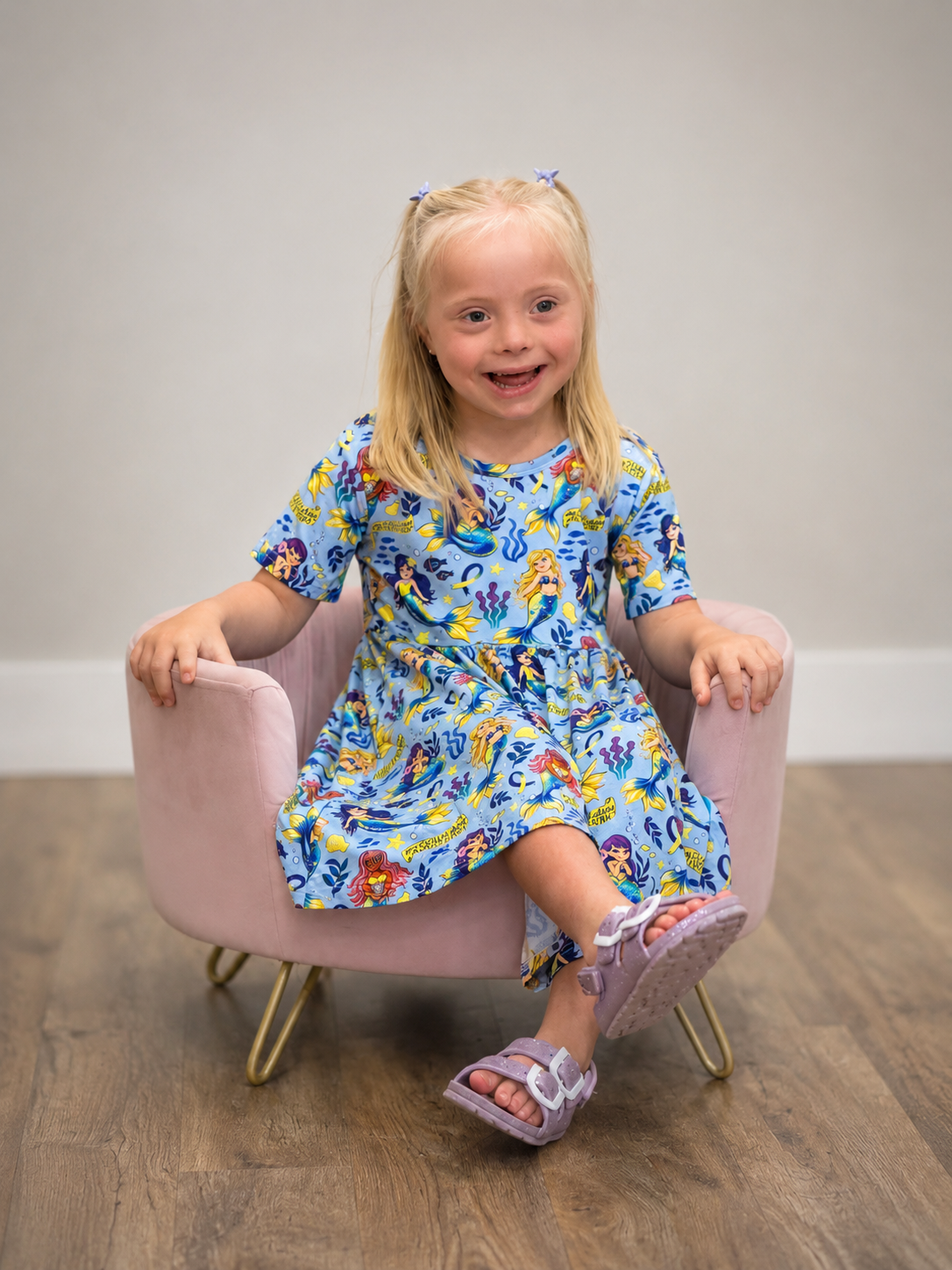 Mermaid Two-Piece Daywear Twirl Dress with Biker Shorts