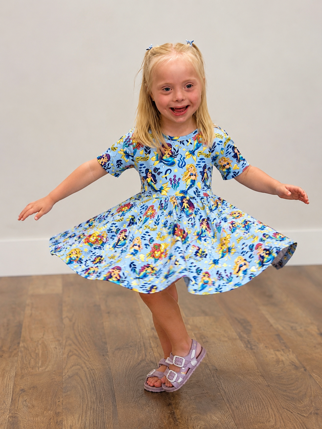 Mermaid Two-Piece Daywear Twirl Dress with Biker Shorts