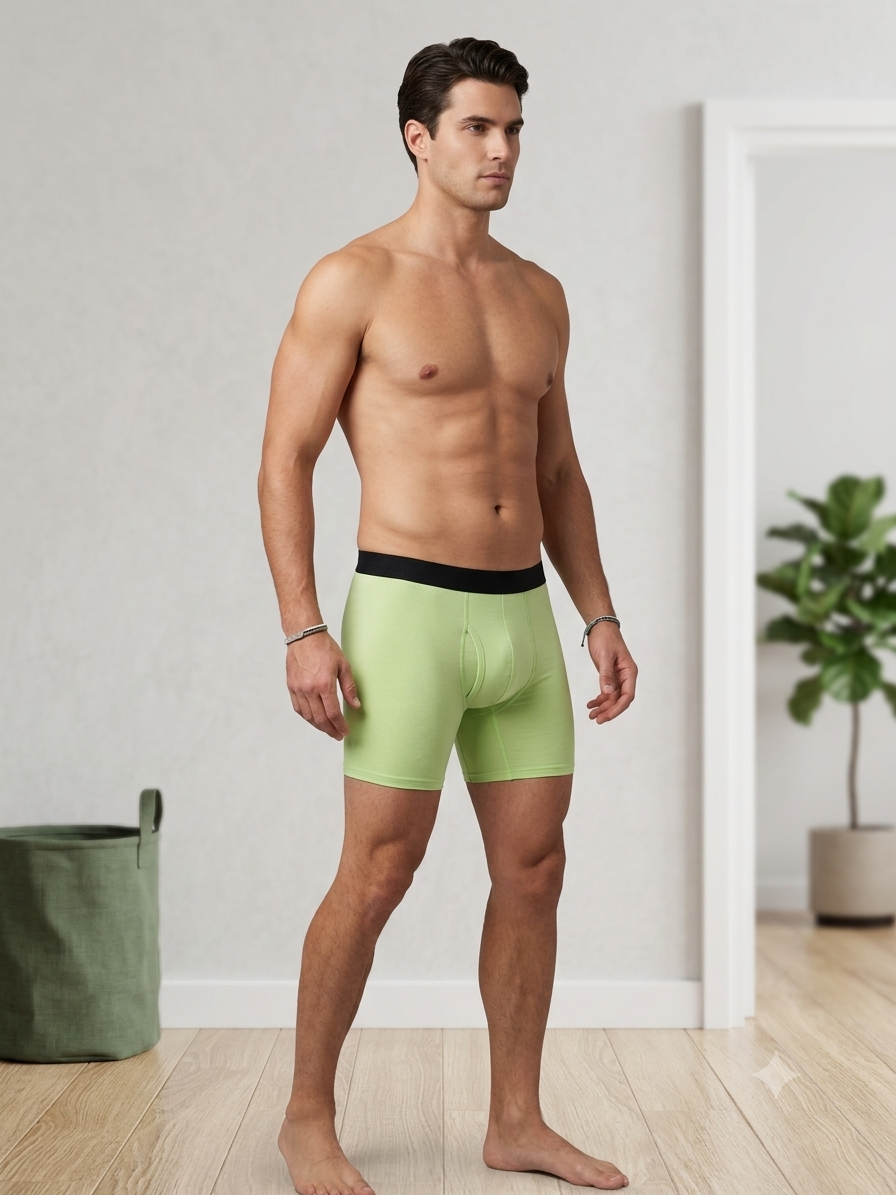 Men's Solid Green Boxer Briefs